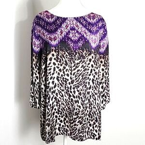 Chicos Leopard Print & Purple Top, Size 2 or L/12